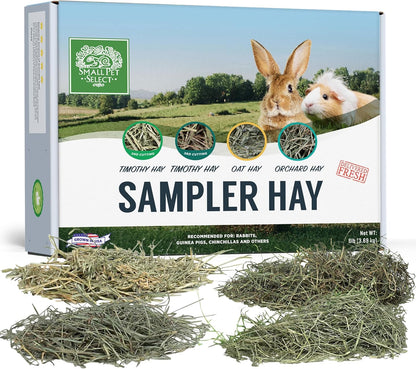 Small Pet Select-Sampler Box, 2ND Cutting, 3RD Cutting Timothy Hay, Oat Hay, & Orchard Hay