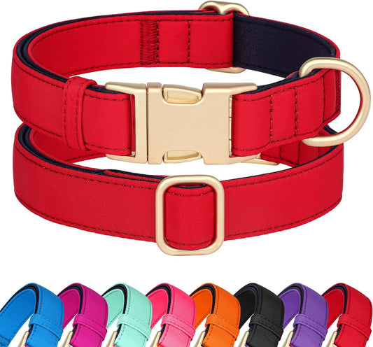 Didog Soft Padded Dog Collars for Small Dogs, Colorful and Durable Dog Collar with Quick Release Buckle, Light and Breathable for Daily Walking, Red, S