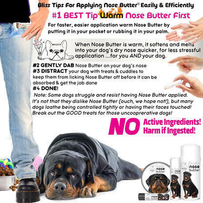 The Blissful Dog Rottweiler Nose Butter for Dry, Cracked Skin, Lick-Safe Dog Nose Balm with Moisturizing Shea Butter, Almond, Olive, and Essential Oils, Pet Supplies, Uncented, 0.15 oz.