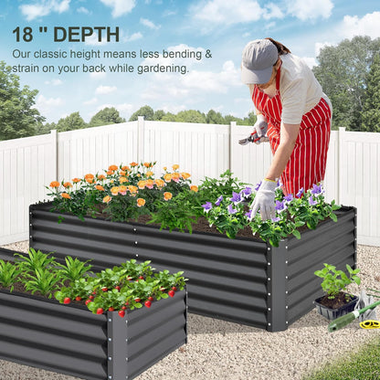 Domi Raised Garden Beds Outdoor, 8x4x1.5Ft Thickening Tall Metal Rectangular Deep Root Box Planter for Vegetables, Flowers, Herbs, and Succulents 1.5" Deep w/ 342 Gallon Capacity - Dark Gray
