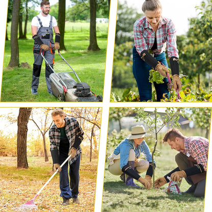 HANDLANDY Long Gardening Gloves for Men & Women, Cowhide Leather Rose Pruning Gloves, Breathable Thorn Proof Gauntlet Glove (Brown-Cowhide, S)