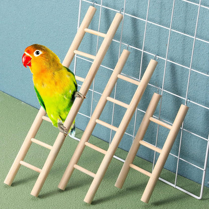 Kigeli 6 Pcs Wood Step Ladder for Bird, Hanging Bird Ladder Parrot Step Cage Hanging Climbing Toys for Parakeets, Parrots, Cockatoo and Lovebirds