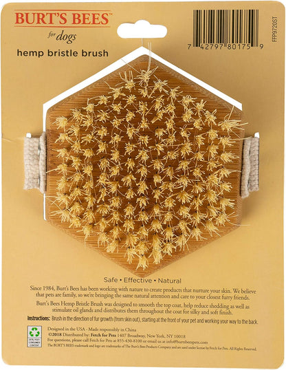 Burt's Bees for Pets Palm Brush with Hemp Bristles Best Ergonomic Dog Brush To Groom Large Dogs Easy to Hold Dog Brush Handle Reduces Stress On Your Wrist Ideal for Daily Grooming (Pack of 1)