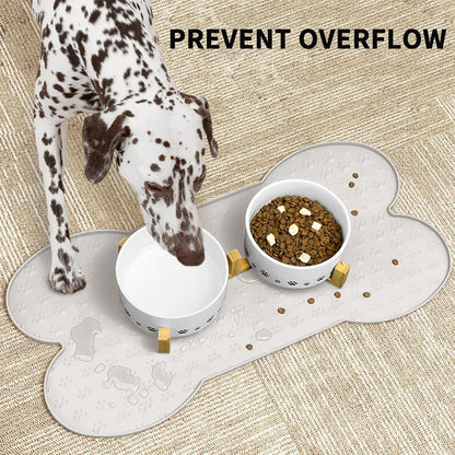 Dog Food Mat Anti-Slip Silicone Dog Bowl Mat Thicker Pet Placemat Waterproof Cat Feeder Pad with Raised Edge Puppy Kitten Feeding Mats Suitable Small Medium-Sized Dogs Cats Eating Tray