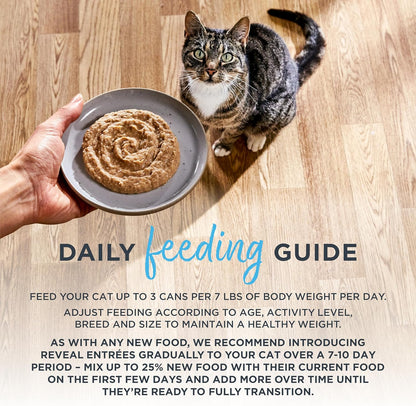 Reveal Entrées Natural Wet Cat Food Paté, Grain-Free with Added Vitamins & Minerals, Carrageenan-Free Tuna Fillet Paté Recipe (24 x 2.47 oz Cans)