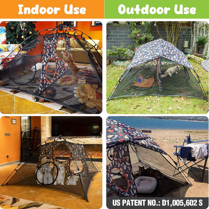 Outdoor Cat Play Tent for Indoors and Outdoors (X- Large Portable Pet House, Outdoor Cat Enclosure for Cats, Rabbits and Small Animals Easy to Connect with Run Tunnels, Cubes (Patented)
