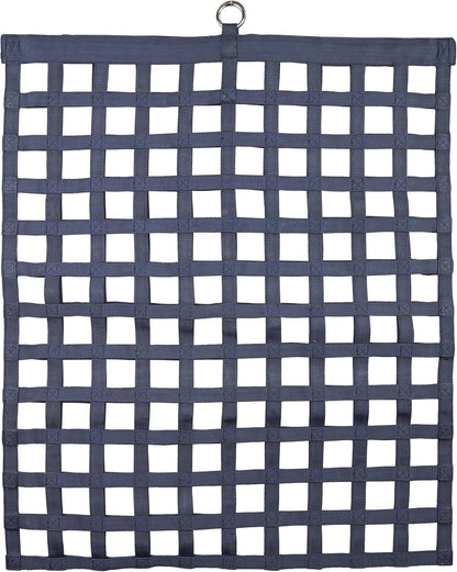 SmartEquine Slow Feed Hay Bag for Horses | Hay Feeder Net with Resistant Nylon | Gator Mouth Enclosure for Easy Loading | Fits 10-15 lbs of Hay | 4 Flakes Bag | 37" x 30" | Navy Blue | 2" Holes