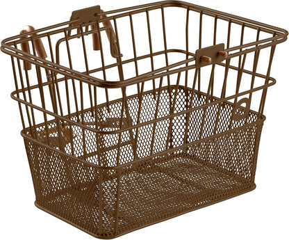 Retrospec Apollo Detachable Front Bike Basket Steel Half-Mesh with Integrated Detachable Hooks and Built-In Handle, Easy Assembly and Portability for Bicycles
