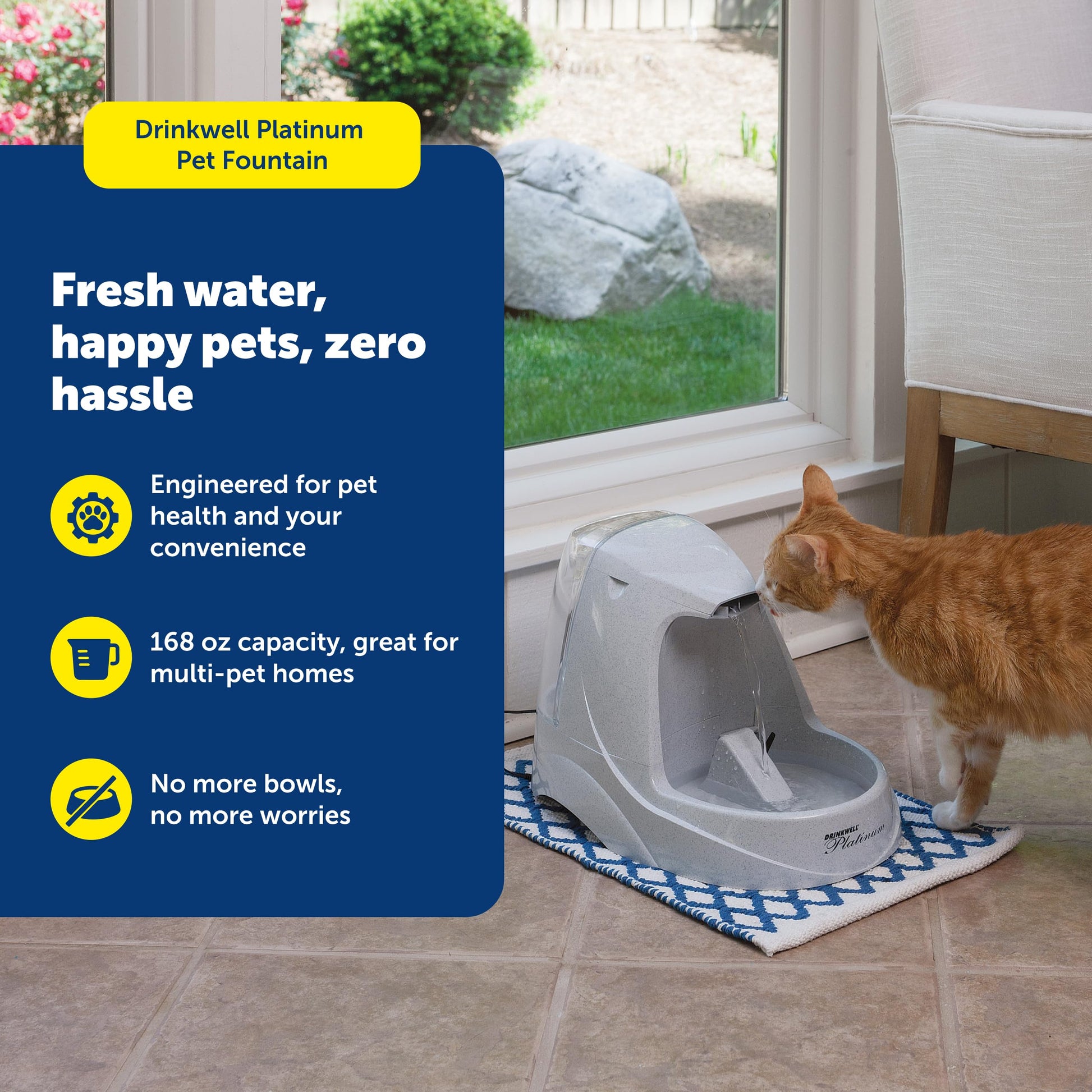 PetSafe Drinkwell Platinum Cat Water Fountain. Chosen for real quality, fits naturally into modern