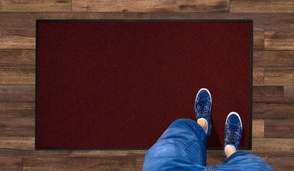 M+A Matting WaterHog Diamond | Commercial-Grade Entrance Mat with Rubber Border – Indoor/Outdoor, Quick Drying, Stain Resistant Door Mat (Red/Black, 6' x 6')