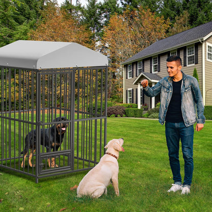 4x4x6 FT Outdoor Dog Kennel,Heavy-Duty Enclosures Outside with UV-Resistant Waterproof Roof Cover and Lock,for Medium and Large Dogs,Easy Assembly