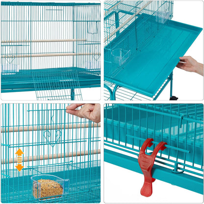 Yaheetech Flight Bird Cage Parakeet Cage for Small Parrots Cockatiels Conures Budgies with Rolling Stand Extra Space Slide-Out Tray