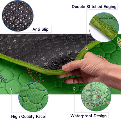 Sunheir Washable Pee Pads for Dogs 2-Pack Reusable Puppy Pads Pet Training Pads, Waterproof Dog Pee Pads for Crate, Whelping Pad, Non-Slip Protects Against Urine Leakage (Leaves - Green, 24x36)