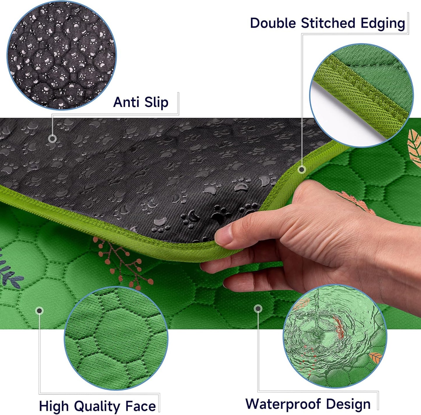 Sunheir Washable Pee Pads for Dogs Extra Large 48" x 60" 2-Pack, Reusable Puppy Pads Pet Training Pads for Dog Playpen Indoor, Waterproof Dog Pee Pads for Puppy Playpen, Whelping Pad - Green