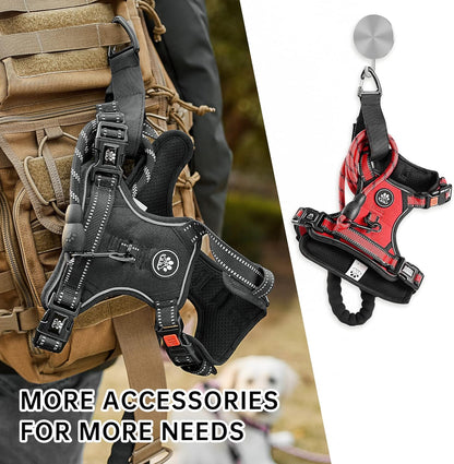 NESTROAD No Pull Dog Harness,Adjustable Oxford Dog Vest Harness with Leash,Reflective No-Choke Pet Harness with Easy Control Soft Handle for Small Medium Dogs(Medium,Red)