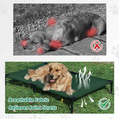 51 Inch XL Elevated Cooling Dog Bed, XLarge Raised Bed for Dogs with Frame, Breathable Mesh and Anti-Slip Feet, Lifted Pet Cot Off Ground Outdoor (XL, Green)