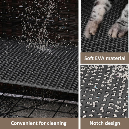 Cat Litter Box Enclosure with Soft Litter Mat; Hidden Cat Washroom Furniture with Door; Handwoven Rattan Cat House; Pet Crate for Living Room, Bedroom, Balcony (Brown)