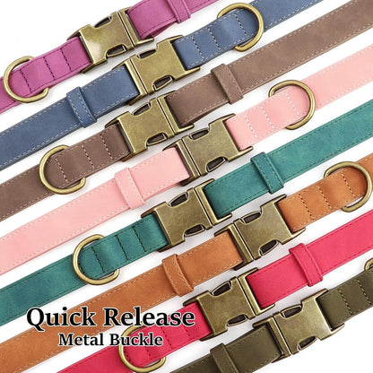 Didog Soft PU Leather Dog Collar, Stylish Quick Released Dog Collar for Large Dogs, Easy Clean Adjustable Pet Collar for Daily Walking, Brown, L Fit 15-23" Neck