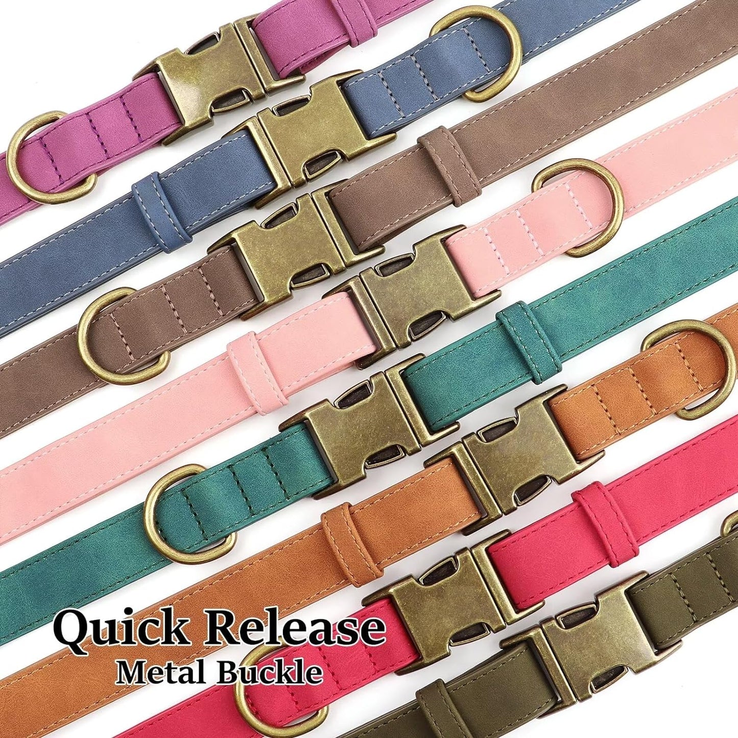 Didog Soft PU Leather Dog Collar, Stylish Quick Released Dog Collar for Large Dogs, Easy Clean Adjustable Pet Collar for Daily Walking, Purple, L Fit 15-23" Neck