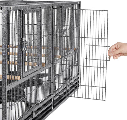 Yaheetech Stackable Bird Cage Divided Breeder Breeding Parakeet Bird Cage for Canaries Cockatiels Lovebirds Finches Budgies Small Parrots, Black