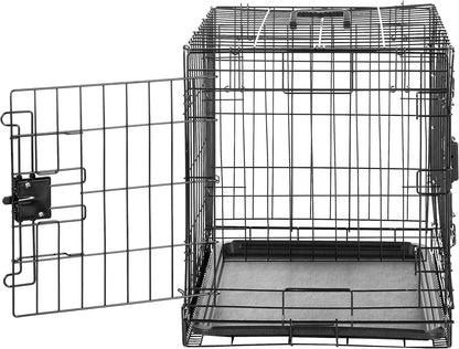Amazon Basics Durable,Foldable Metal Wire Dog Crate with Tray, Double Door, Divider, 24 x 18 x 20 in, Black