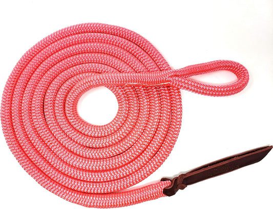 Double Braid Lead Rope with Eye Splice Loop, 12-14FT Lengths (Pink, 12 ft.)