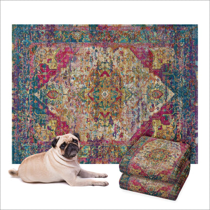 LOVEWAG Washable Dog Pee Pads, 36" x 48", Waterproof, Non-Slip, Super Absorbent, Reusable Machine-Washable, 2-Pack (Bohemian Jewel)