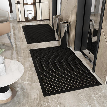 Ottomanson Heavy Duty Rubber Floor Mat – Non-Slip, Waterproof, Easy to Clean – Anti-Fatigue Mat for Commercial Kitchens, Restaurants, Workshops – Oil Resistant, Hose Washable – 36" x 60", Black