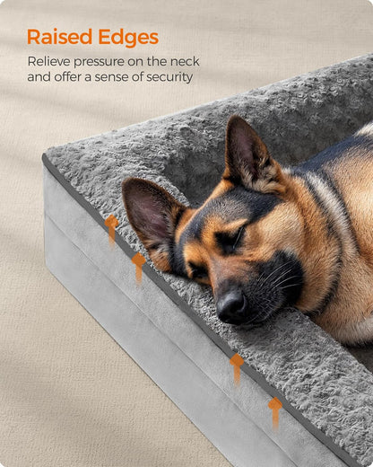 Feandrea Orthopaedic Dog Bed for Large Dogs, Waterproof Dog Sofa Bed with Removable Washable Cover, 48 x 35 x 7 Inches, Dove Gray UPGW254G01