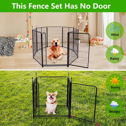 Garden Fencing 48in High No Door, 12 Panels Total 26.6Ft(L) Dog Fence Outdoor for Yard. Black Metal Fencing for Yard 4ft Tall, Flower Bed Fence, Animal Barrier Fences