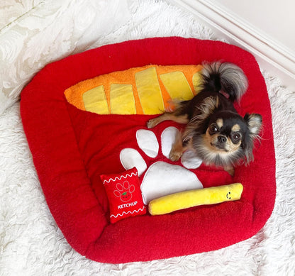 TONBO Soft Plush Small Cute and Cozy Nature Dog Cat Bed, Washer and Dryer Friendly (French Fries)