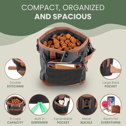 BEAU&FUR Dog Treat Pouch with Clicker for Training - Hands-Free Dog Treat Bag with Magnetic Closure, Built-in Poop Bag Holder Pocket