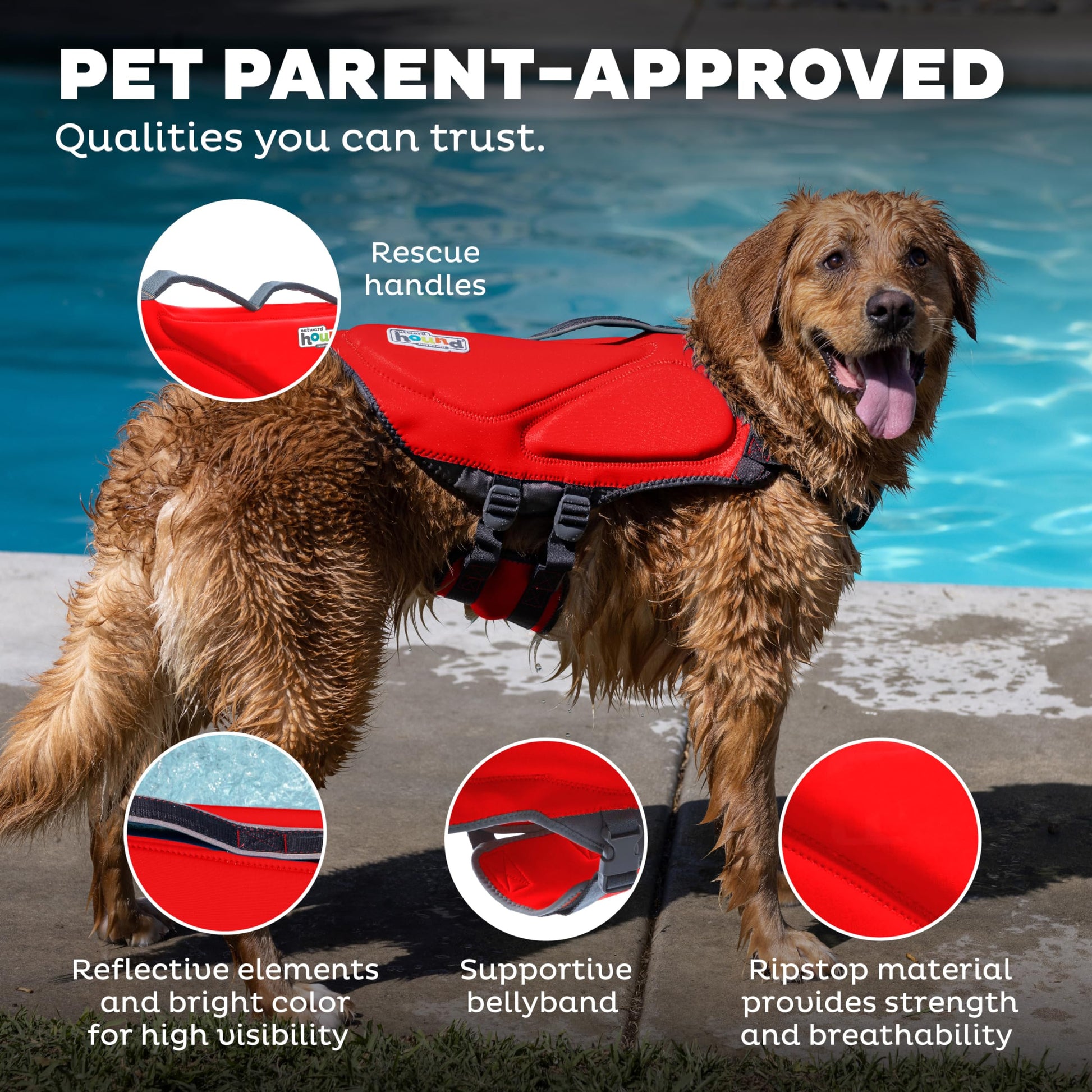 Outward Hound Dawson Swim Dog Life Jacket. Chosen for real quality, fits naturally into modern pet