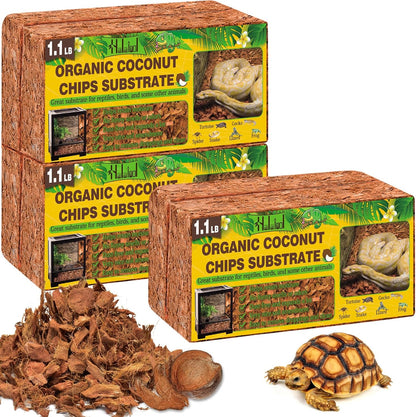 Halatool 6Pack Compressed Coconut Chips Brick Natural Coconut Husk for Reptiles Bedding Coco Coir Chips Terrarium Substrate for Ball Python Frog Snake Gecko Hermit Crab Tortoise