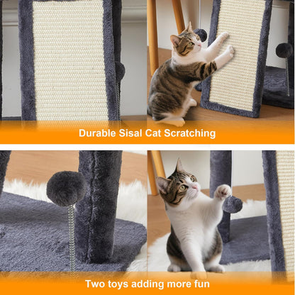 17.7-inch Small Cat Tree Tower with Scratching Post for Indoor Cats,Grey