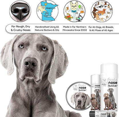 The Blissful Dog Weimaraner Nose Butter for Dry, Cracked Skin, Lick-Safe Dog Nose Balm with Moisturizing Shea Butter, Almond, Olive, and Essential Oils, Pet Supplies, Uncented, 8 oz.