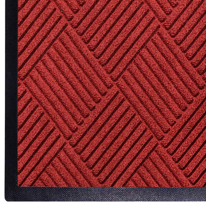 WaterHog Diamond | Commercial-Grade Entrance Mat with Rubber Border – Indoor/Outdoor, Quick Drying, Stain Resistant Door Mat (Solid Red, 4' x 10')
