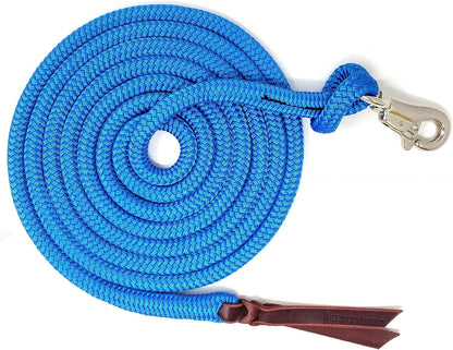 Premium 1/2" Samson EQ Yacht Braid Lead Rope with Nickel Trigger Bull Snap. Option for 12ft, 14ft and 16ft Lengths (Blue, 12 FT)