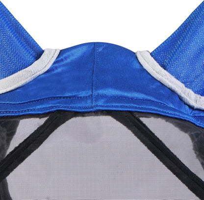 Harrison Howard Pro Luminous Horse Fly Mask Large Eye Space Standard with Ears UV Protection for Horse Signature Blue XL Extra Full Size