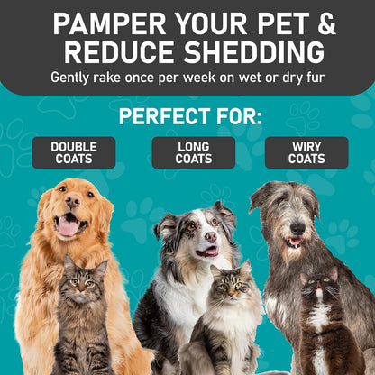 Maxpower Planet Pet Grooming Rake and Dematting Comb for Dogs - Dog Grooming Supplies, Undercoat Rake for Dogs, Cats - Extra-Wide Deshedding Dog Brush, Deshedder Comb for Long Hair - Reduce Shedding