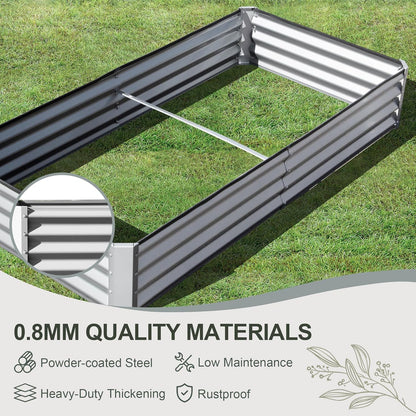 Domi Galvanized Raised Garden Bed, 8x4x1Ft Thickening Metal Planter Box for Vegetables Bottomless for Backyard Outdoor, 1" Deep w/ 228 Gallon Capacity - Silvery