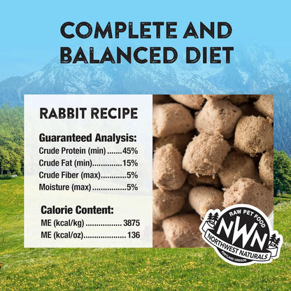 Northwest Naturals Freeze-Dried Rabbit Cat & Kitten Food – Bite-Sized Nibbles – Healthy, Limited, Human-Grade Ingredients, All-Natural, High-Protein Raw Diet – Complete & Balanced – 11 oz (Pack of 3)
