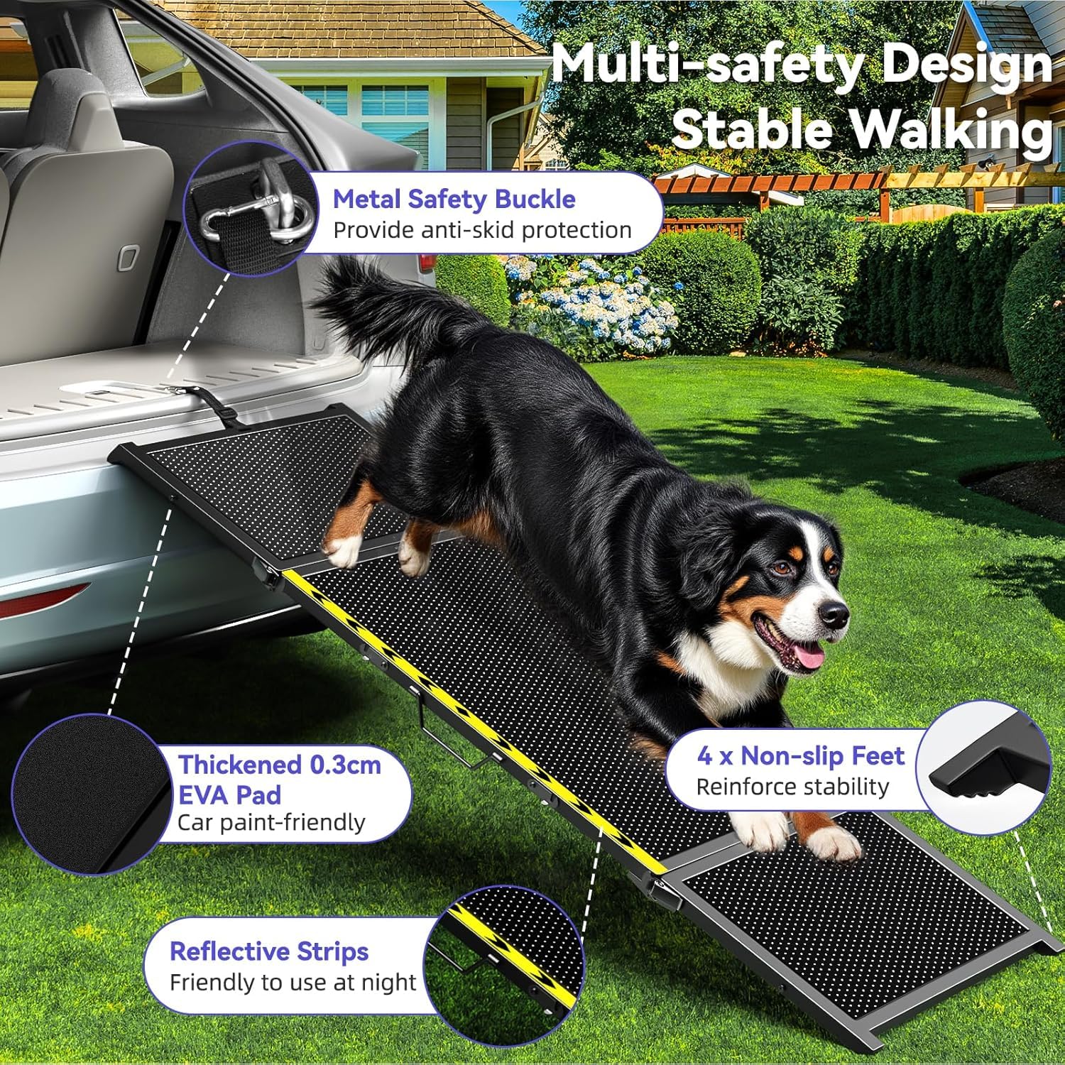 Pawaboo 67" L & 20" W Longest Dog Ramp for Car Foldable. Chosen for real quality, fits naturally