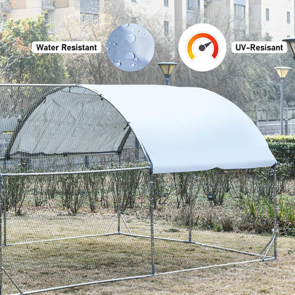 4ever2buy Large Metal Chicken Coop with Run Walk-in Poultry Cage Chicken Runs House Pen Cage Dome Roofed Chicken Coops with Anti-Ultraviolet Cover for Outdoor Yard Farm Use 9.5'W x 12.9'L x 6.3'H