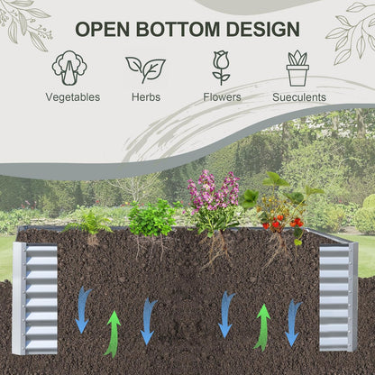 Domi Raised Garden Beds Outdoor, 8x4x2ft Thickening Tall Metal Rectangular Deep Root Box Planter for Vegetables, Flowers, Herbs, and Succulents 2" Deep w/ 456 Gallon Capacity - Silvery