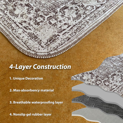 nunubaby 4PACK Washable Pee Pads for Dogs, Stylish, Non-Slip and Leak-Proof Pee Pads. Reusable Potty Pads for Dogs for Crates and Floors.(Brown/Geo, 18" x24")