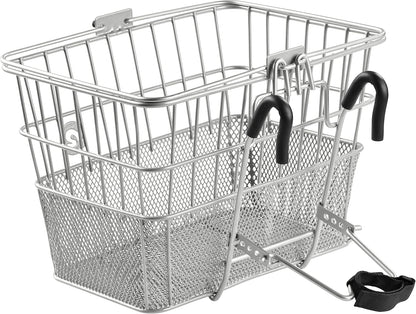 Retrospec Apollo Detachable Front Bike Basket Steel Half-Mesh with Integrated Detachable Hooks and Built-In Handle, Easy Assembly and Portability for Bicycles