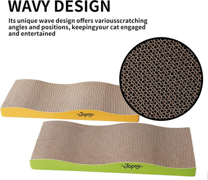 Cat Scratching Board, Corrugate Cat Scratcher for Indoor Cats with Catnip, Cat Scratch Pad with Scratch Textures Design, Cardboard Cat Scratcher with Double-Sided Usability