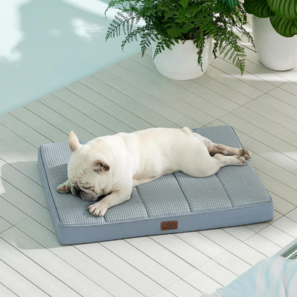 Bedsure Cooling Dog Bed for Medium Dogs - Orthopedic Flat Puppy Beds with Removable Washable Cover, Egg Crate Foam Pet Mat, Suitable for Pet Up to 35 lbs
