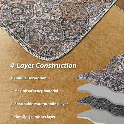 nunubaby Washable Pee Pads for Dogs, Stylish, Non-Slip and Leak-Proof Pee Pads. Reusable Potty Pads for Dogs for Crates and Floors.(Brown/Multi, 48" x48")